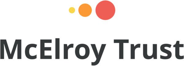 McElroy Trust logo with three colored dots above the text: yellow, orange, and red.